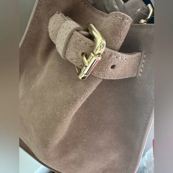 Viral Claudia Firenze Taupe Suede Leather Tote Satchel Bag NWT - Picture 7 of 8